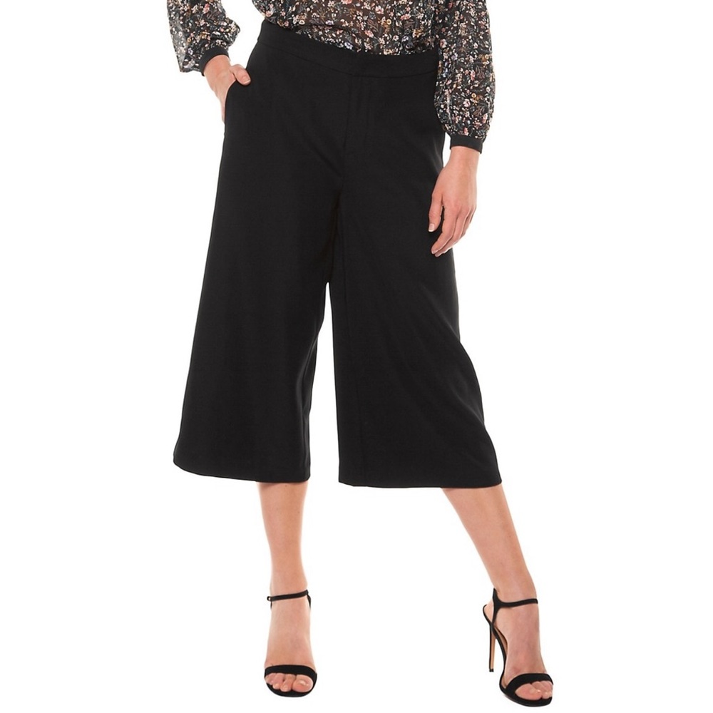 NWT Dex Black Wide Leg Cropped Culotte Pants - M